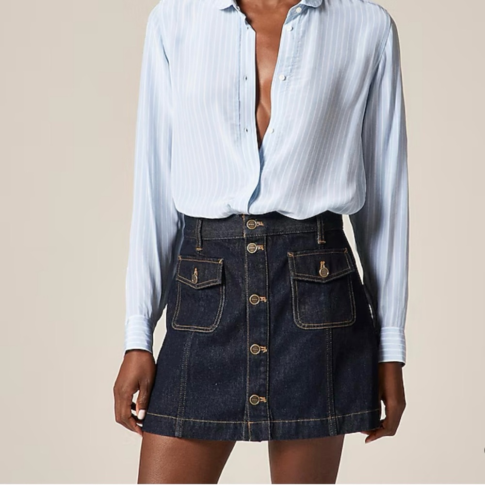 J Crew Patch-pocket denim mini skirt in Rinse wash